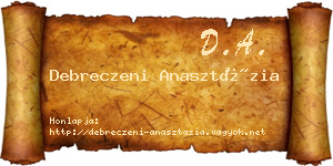 Debreczeni Anasztázia névjegykártya